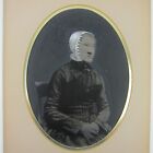 Large Tintype Photo Whole Plate Quaker Woman Hand Tinted Gold Framed Antique