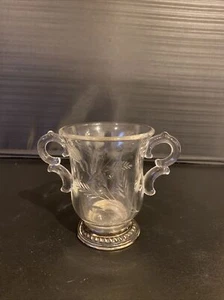 Vintage Etched Glass Sugar Marked Sterling Silver Bases 3.70 ‘’ Tall - Picture 1 of 5