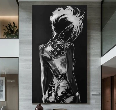 XXL LEINWAND BILDER BIS 175x90x5 GEMÄLDE MALEREI FRAU LUXUS LV MODE MODERN KUNST - Bild 1 von 3