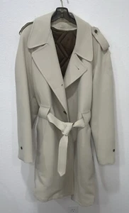 Vintage Crownwear 44L Long Beige All Weather Trench Over Coat Belted & Lined - Picture 1 of 10