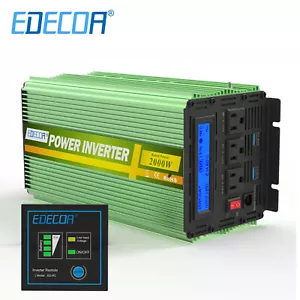 Casa rodante inversor de potencia 2000 W 4000 vatios 12 V CC a 110 V 120 V CA convertidor LCD EDECOA - Imagen 1 de 8
