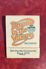 Down In The Vally Records - Golden Valey Minnesota Vintage Matchbook 1980'S