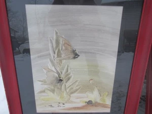 Gen Matucha FINGER PAINTING ANGEL Fish FRAMED Genevieve SNAIL - Picture 1 of 12