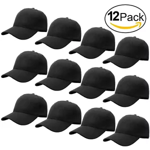 GROSSHANDEL 12 Stück klassische einfache Baseballkappe Mütze verstellbare Größe einfarbig - Bild 1 von 37
