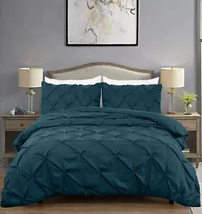 Chezmoi Collection Super Soft Pinch Pleated Pintuck Bedding Comforter Set , Teal - Picture 1 of 6