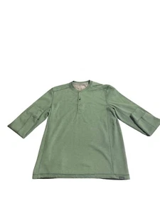 Eddie Bauer Mens Cotton Waffle Knit Long Sleeve Shirt Green Large - Picture 1 of 3