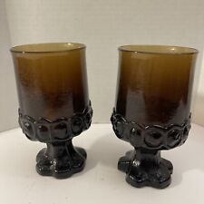 SET OF 2  BY FRANCISCAN MADEIRA BROWN AMBER FOOTED WINE JUICE GLASSES GOBLETS