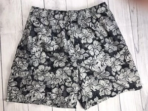 Islander Men's Swim Cargo Trunks Shorts Size Large Grey Black Tropical Lined - Picture 1 of 6