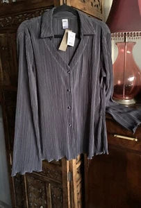 Ladies SZ 18 Permanently Pleated Shirt Slate Grey Brand New W/ Tags Bell Sleeve. - Picture 1 of 4