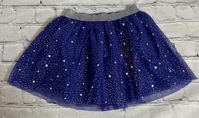 Cat & Jack Girls Purple Skirt Silver Stars Tulle Overlay Size 4/5 NWT - Image 1 of 2