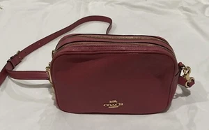 WoW RARE Coach Pink Grain Leather Clutch Crossbody Gold Double Zipper Bag Purse - Picture 1 of 14
