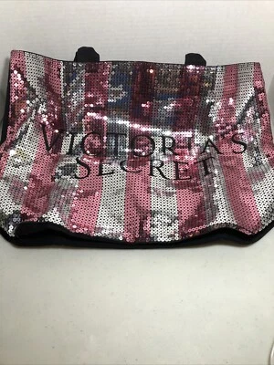 Bolso de Mano Victoria's Secret Rosa Plata Lentejuelas - NUEVO CON ETIQUETA Foto 1 de 4