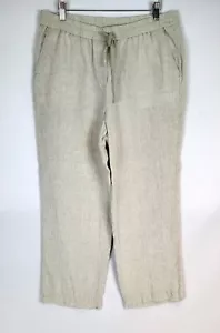 Talbot's 100% Linen Wide Leg Pants Beige Tan Size LP Large Petite - Picture 1 of 5