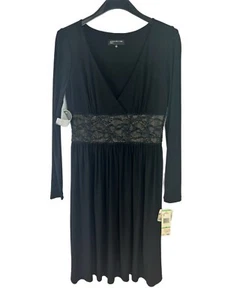 Jones New York Womens Dress Lace Sequin Surplice Long Sleeve Black Size 8 - Picture 1 of 8