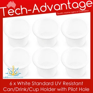 6 X STANDARD SIZE RECESSED WHITE DRINK/CUP/CAN/STUBBIES HOLDER MARINE BOAT YACHT - Bild 1 von 5