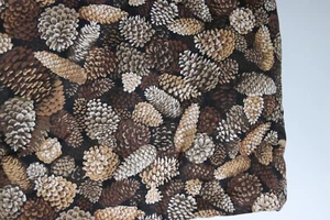 Fabric Faye Liverman Burgos Marcus Bros Textiles Pinecones on Black 45" x 8 yds - Picture 1 of 6