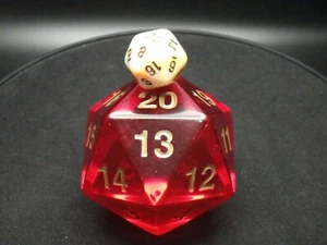 Transparent Red Huge 55mm D20 Countdown Die Extra Large Giant Twenty Sided - Picture 1 of 2