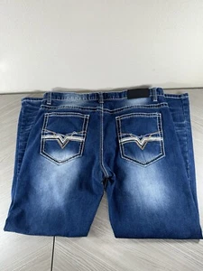 Jeans True Luck uomo 36x30 blu gamba dritta denim sbiadito western cowboy - Foto 1 di 5