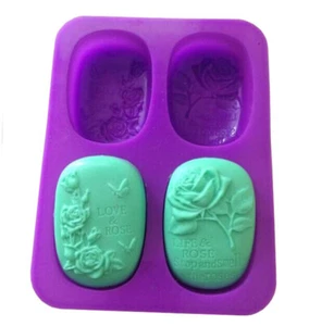 Love Life Rosa Jabón Rectangular Barra de Loción Silicona Flor Molde Jabón Hacer - Imagen 1 de 6