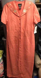 Positive Attitude Vintage Pink Short Sleeve Buttoned Lined Dress Size 12 - Picture 1 of 10
