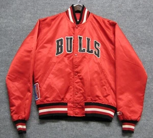 RARE VINTAGE 1990's STARTER NBA CHICAGO BULLS RED SATIN JACKET USA MEN'S MEDIUM - Picture 1 of 8