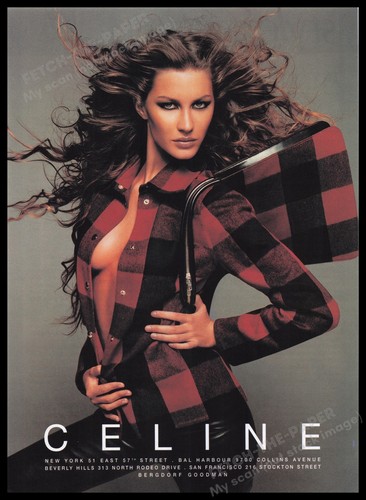 Abbigliamento Celine anni '90 stampa pubblicità annuncio 1999 Gisele Bundchen