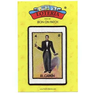 El Catrin 4 Patch Mexican Dandy Loteria Card Sublimated Embroidery Iron On - Picture 1 of 3