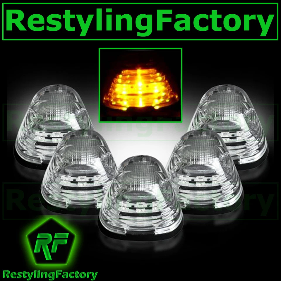 99-15 Ford Super Duty F250+F350+F450 5pcs Cab Roof AMBER LED Lights CLEAR Lens - Image 1 of 1