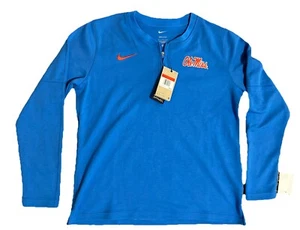 Nuovo con etichetta! Maglione Nike Ole Miss Rebels donna grande blu cipria 1/4 zip sul campo - Foto 1 di 4