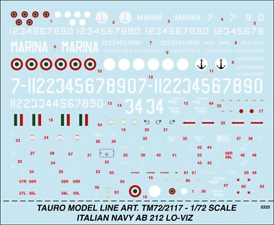 TAURO MODEL TM72/2117 AGUSTA BELL AB 212 LO-VIZ MARINA MILITARE SCALA 1:72 - Immagine 1 di 3