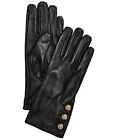 Women Michael Kors Black Leather 3 Button Touchscreen Leather Gloves S, M, L, Xl