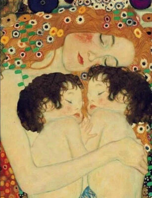 Madre e hijo Gustav Klimt pintura al óleo pintada a mano repro lienzo arte pared De Foto 1 de 4