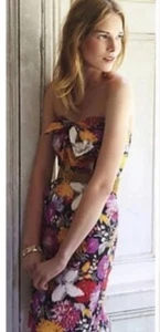 Anthropologie Tropica Jacquard Mini Dress Size 8 Moulinette Soeurs Strapless - Picture 1 of 8