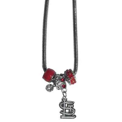 St Louis Cardinals Snake Chain Necklace with Euro Beads MLB Licensed Jewelry - Image 1 of 2