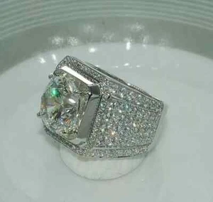 2Ct Round Cut White Moissanite Wedding Ring For Men's 14K White Gold Plated - Picture 1 of 3