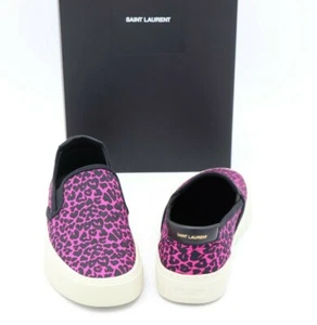 NUEVO EN CAJA Zapatillas sin cordones Saint Laurent Venice rosa negro estampado de leopardo bajas 7 37 - Imagen 1 de 7