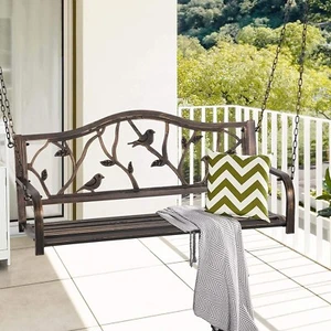 50'' Porch Swing Bench Wooden Hanging Outdoor Garden Patio Courtyard 450lbs - Picture 1 of 7
