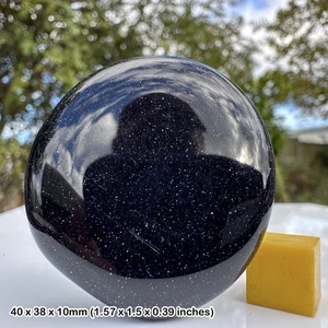 Blue goldstone starstone palm: soothing fidget, sensory worry stone, crystal - Picture 1 of 1