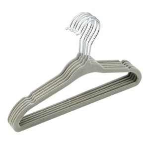 50x Grey Velvet Non Slip Clothes Hangers Coat Trouser Tie Space Saver Set - Picture 1 of 6