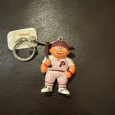 1986 Lil Sports Brat Keychain  Maroon Pinstripe Philadelphia Phillies Jersey Tag - Image 1 of 4