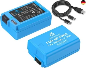 Homesuit NP-FW50 Akku 1500mAh und 2-in-1 USB-C Ladekabel für Sony A6500 A6400 - Bild 1 von 7