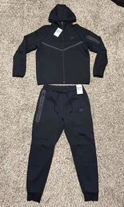 Nike Sportswear Tech Fleece Hoodie & Joggers Full Sweat Suit Black - Medium - Picture 1 of 10