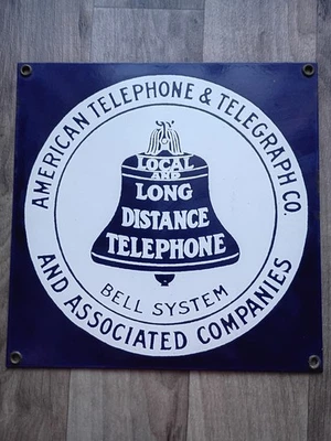 Vintage Porcelain AT&T Telephone Bell System Sign - Image 1 of 4