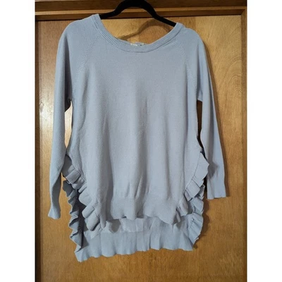 Suéter pequeño gris Umgee con volantes dobladillo para mujer lindo caprichoso Foto 1 de 4