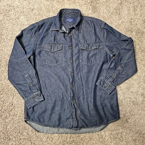 Pendleton Button Down L/S Denim Style Shirt 100% Cotton Blue Men's Large - Picture 1 of 7