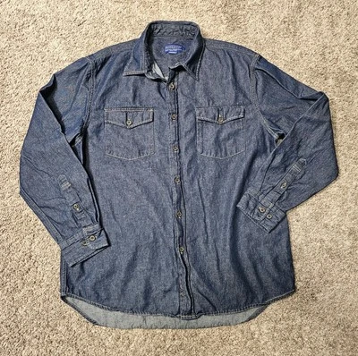 Pendleton Button Down L/S Denim Style Shirt 100% Cotton Blue Men's Large - Image 1 of 4