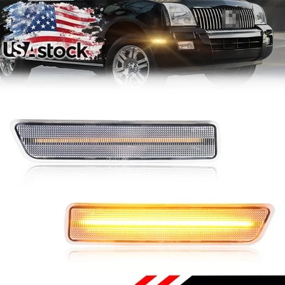Luz indicadora lateral de LED âmbar transparente parachoque dianteiro para 2002-2010 Mercury Mountaineer - Imagem 1 de 4
