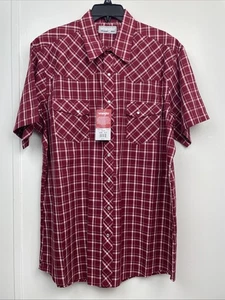 Wrangler rot kariert Perlen Druckknopfleiste Cowboy Hemd Größe XLT Bin E - Bild 1 von 9