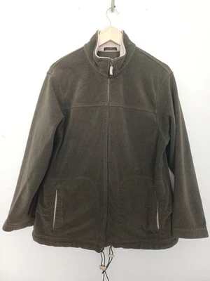 Vintage M&S St Michael Khaki Olive Green Zip Up Fleece Coat Jacket Country Field - Image 1 of 4