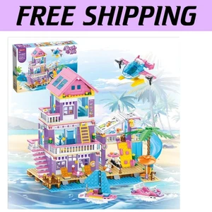 Girls 955-Piece Seaside Villa Building Set - Educational & Fun for Ages 6-12 - Picture 1 of 11